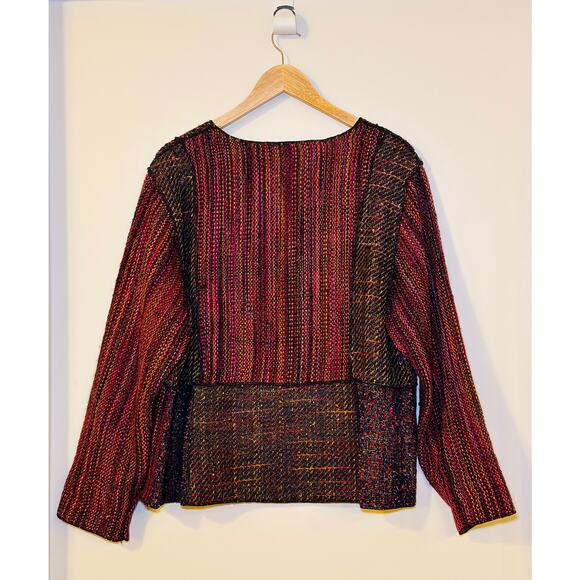 Notations Womens Multicolor Tweed Patchwork Lagenlook Single Button Jacket PXL - Picture 4 of 7